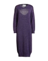 8pm Woman Midi Dress Purple Size L Viscose, Metallic Fiber In Purple