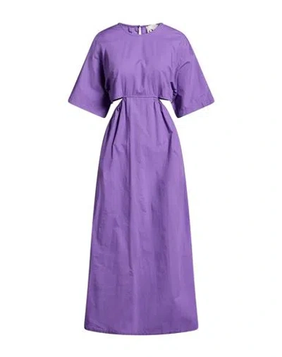 8pm Woman Midi Dress Purple Size M Cotton In Blue