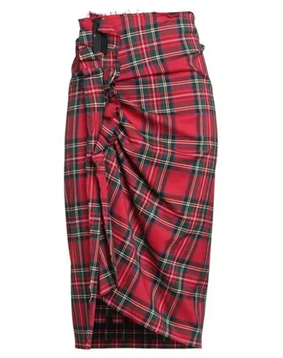 8pm Woman Midi Skirt Red Size L Polyester, Viscose, Elastane