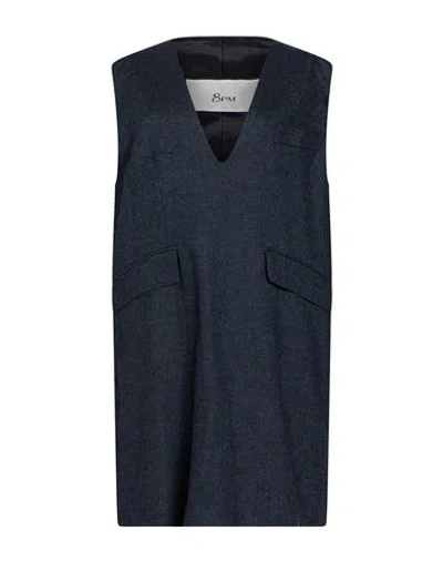 8pm Woman Mini Dress Navy Size Xs Polyester, Viscose, Wool In Blue