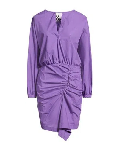 8pm Woman Mini Dress Purple Size M Cotton