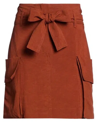 8pm Woman Mini Skirt Brown Size Xs Viscose, Linen