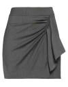 8pm Woman Mini Skirt Charcoal Size L Polyester, Wool, Elastane, Viscose