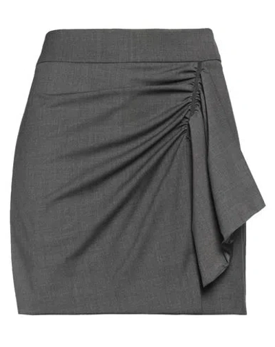 8pm Woman Mini Skirt Charcoal Size L Polyester, Wool, Elastane, Viscose
