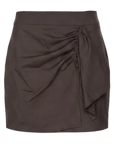 8pm Woman Mini Skirt Dark Brown Size S Polyester, Wool, Elastane, Viscose