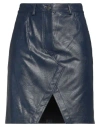 8pm Woman Mini Skirt Navy Size M Polyurethane, Viscose In Navy Blue