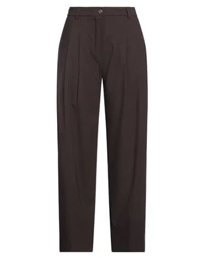 8pm Woman Pants Brown Size M Polyester, Viscose, Elastane