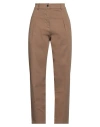 8pm Woman Pants Camel Size M Cotton, Elastane, Polyurethane, Polyester In Beige