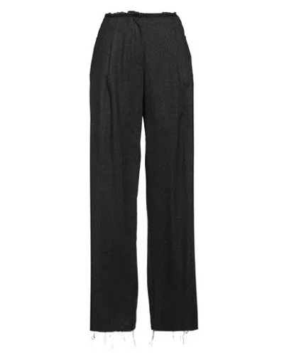 8pm Woman Pants Charcoal Size L Wool, Polyester, Viscose In Black
