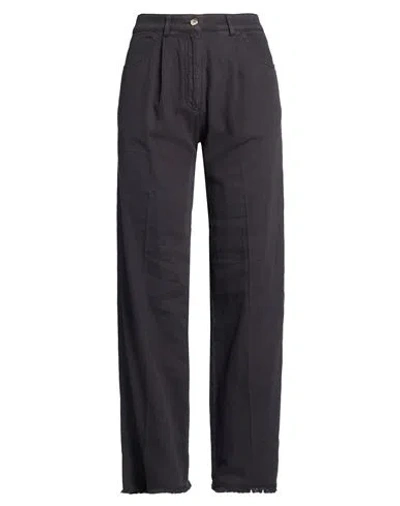 8pm Woman Pants Charcoal Size Xl Cotton In Gray