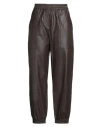 8pm Woman Pants Dark Brown Size L Polyurethane, Viscose