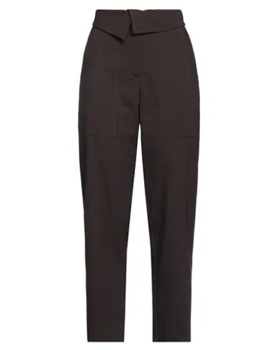 8pm Woman Pants Dark Brown Size S Polyester, Viscose, Elastane