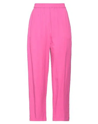 8pm Woman Pants Fuchsia Size S Viscose, Linen In Pink