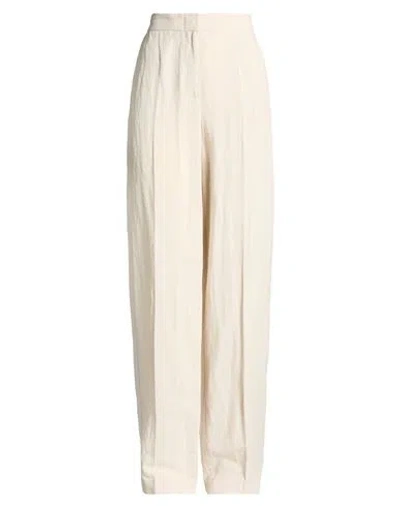 8pm Woman Pants Off White Size S Viscose, Linen In Metallic