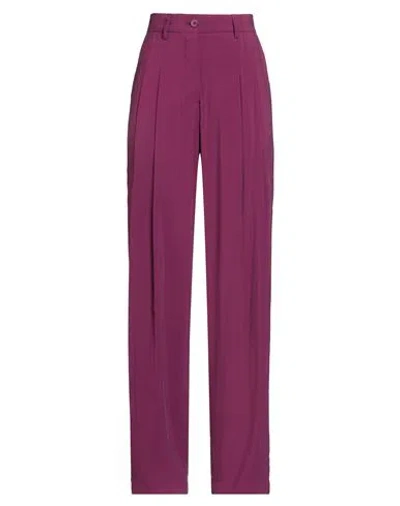 8pm Woman Pants Plum Size S Rayon, Polyester In Pink