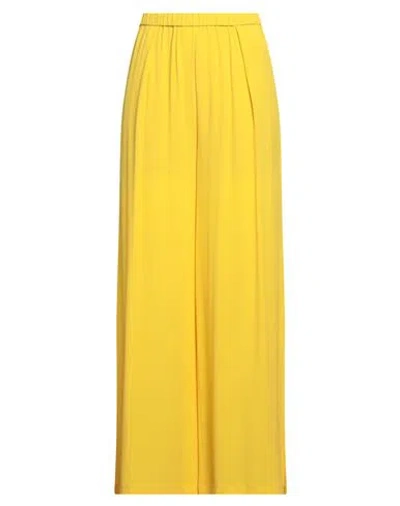 8pm Woman Pants Yellow Size L Acetate, Silk