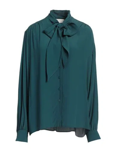 8pm Woman Shirt Deep Teal Size L Acetate, Silk In Green