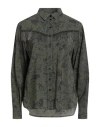 8pm Woman Shirt Military Green Size M Rayon, Polyester