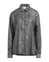 8pm Woman Shirt Silver Size M Viscose, Polyester, Polyurethane
