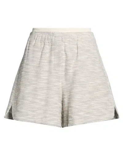 8pm Woman Shorts & Bermuda Shorts Light Grey Size M Cotton, Acrylic, Polyamide, Metallic Polyester In Gray