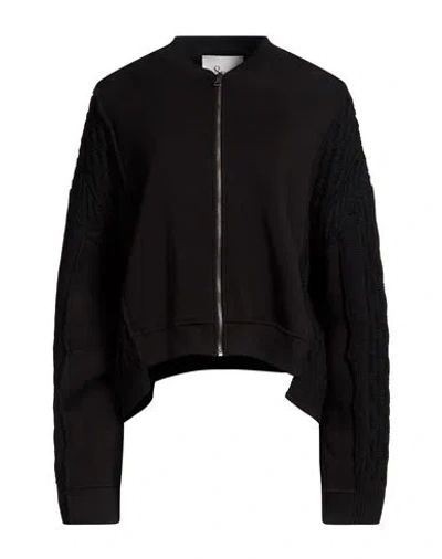 8pm Woman Sweatshirt Black Size M Cotton, Elastane
