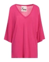 8pm Woman T-shirt Fuchsia Size S Viscose, Linen In Pink