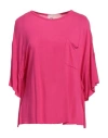 8pm Woman T-shirt Fuchsia Size M Viscose, Linen In Pink