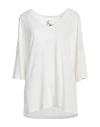 8pm Woman T-shirt Ivory Size M Viscose, Linen In White
