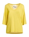 8pm Woman T-shirt Yellow Size M Viscose, Linen In Yellow
