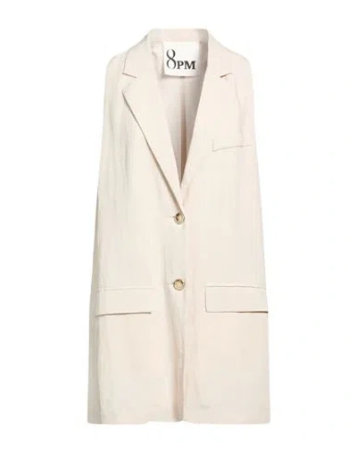 8pm Woman Tailored Vest Beige Size M Viscose, Linen In Nude