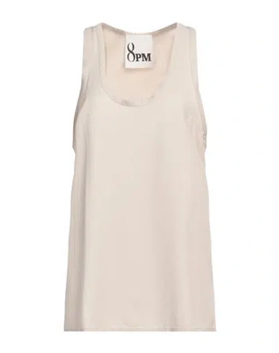 8pm Woman Tank Top Beige Size M Viscose