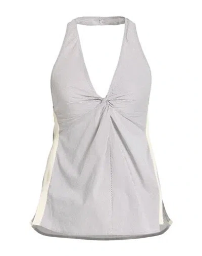 8pm Woman Top Charcoal Size L Cotton, Polyamide, Elastane In Gray