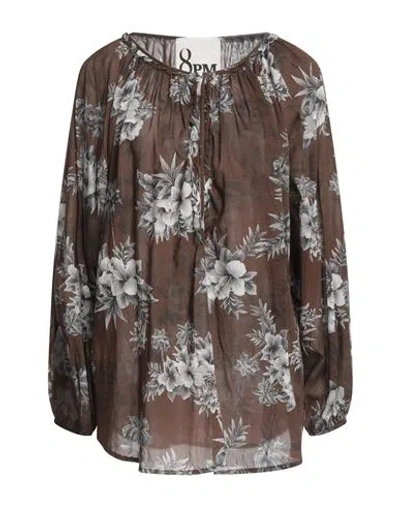 8pm Woman Top Dark Brown Size S Cotton, Silk In Brown