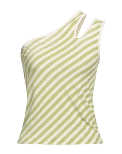 8pm Woman Top Green Size Xs Cotton, Polyester, Polyamide, Metallic Polyester, Elastane