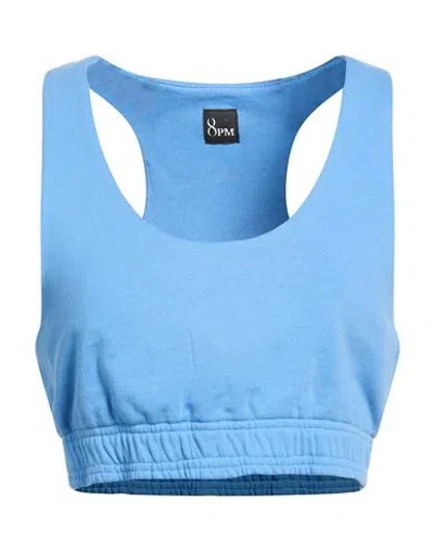 8pm Woman Top Light Blue Size M Cotton