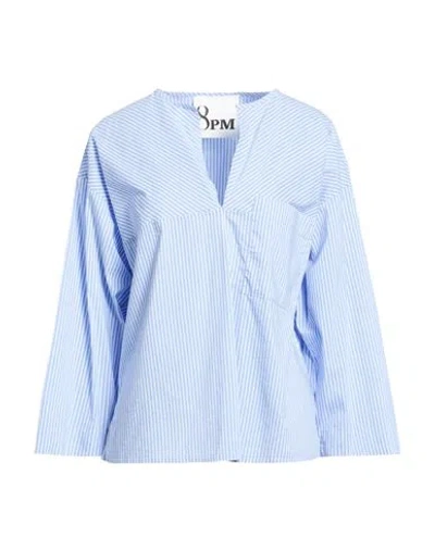 8pm Woman Top Light Blue Size Xs Cotton, Polyamide, Elastane