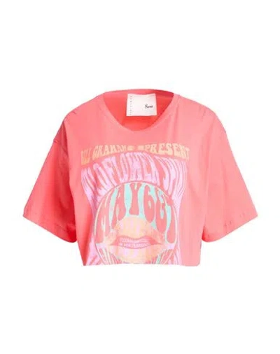 8pm Woman T-shirt Coral Size S Cotton, Elastane In Pink