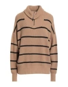 8pm Woman Turtleneck Camel Size L Viscose, Polyamide, Ecological Wool, Cashmere In Brown
