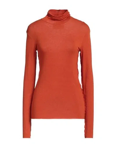 8pm Woman Turtleneck Orange Size L Modal, Wool, Elastane