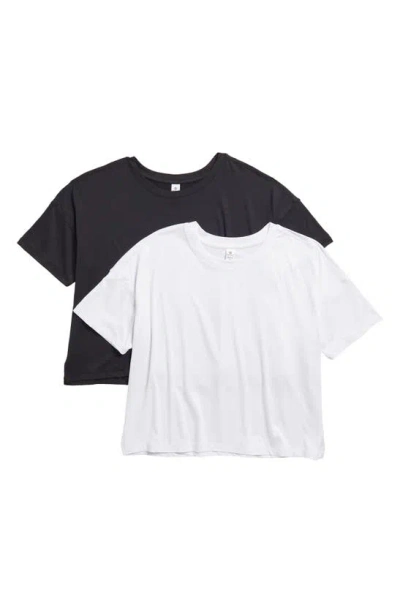 90 Degree By Reflex 2-pack Deluxe Cropped T-shirts In Black/white