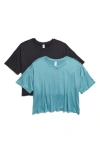 90 Degree By Reflex 2-pack Deluxe Cropped T-shirts In Brittany Blue/black