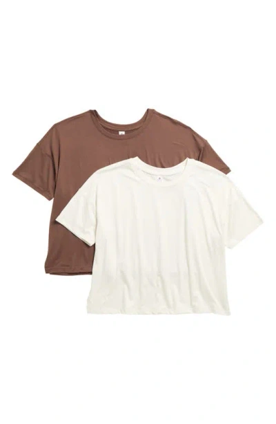 90 Degree By Reflex 2-pack Deluxe Cropped T-shirts In Gardenia/shopping Ba