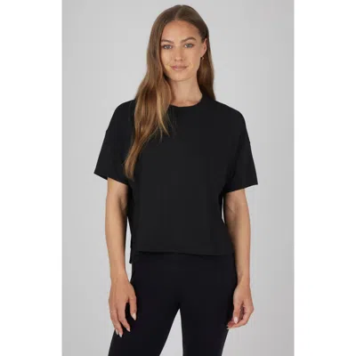90 Degree By Reflex 2-pack Deluxe High-low Boxy Crop T-shirts In Heather Patriot Blue/black