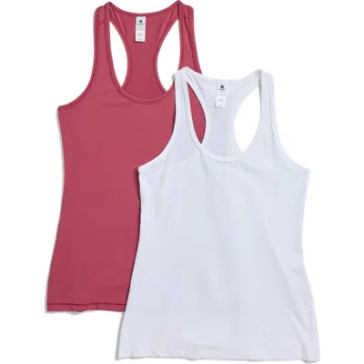 90 Degree By Reflex 2-pack Racerback Tank Tops In Fig Galaxy/white