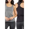 90 Degree By Reflex 2-pack Racerback Tank Tops In Heather Charcoal/black