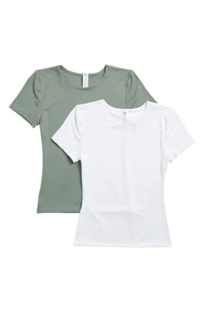 90 Degree By Reflex 2-pack Stretch Nylon Crewneck T-shirt In White