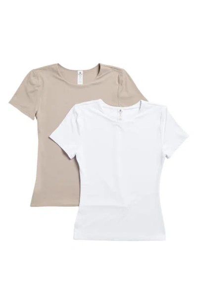 90 Degree By Reflex 2-pack Stretch Nylon Crewneck T-shirt In Satellite/white