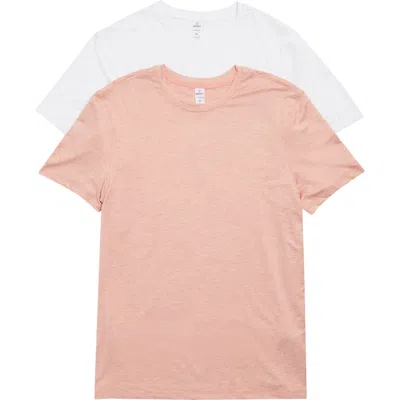 90 Degree By Reflex 2-pack Stretch Recycled Polyester Crewneck T-shirt In Heather Canyon Clay/white