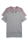 90 Degree By Reflex 2-pack Stretch Recycled Polyester Crewneck T-shirt In Heather Grey/ Purple