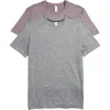 90 Degree By Reflex 2-pack Stretch Recycled Polyester Crewneck T-shirt In Heather Grey/purple